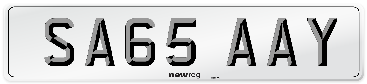 SA65 AAY Number Plate from New Reg